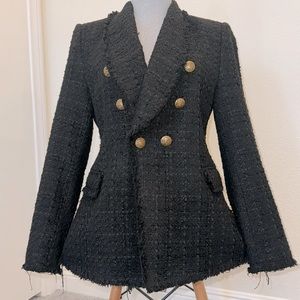 Zara tweed black blazer large